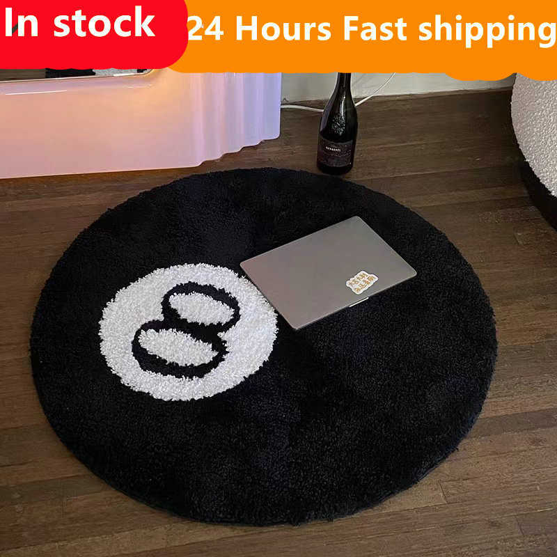 

Carpets Top Quality Simulation Billiards 8 Ball Rug Round Tufting Soft Chair Pad Antislip Bath Floor Mat Kids Bedroom Black Carpet, Blue