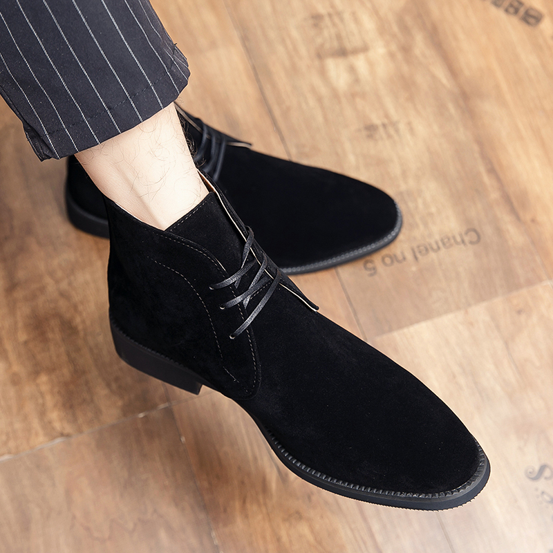 

winter Chelsea Boots Men Boots Faux Suede Solid Color Classic Business Casual Versatile British Style Slip-On Fashion Ankle Boot