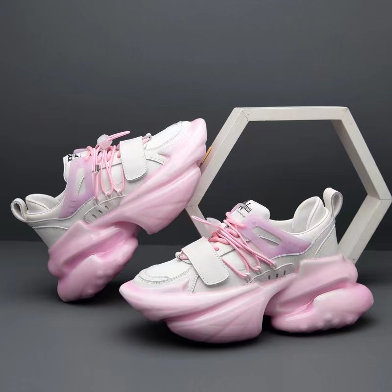 

Mens Womens Luxury Chunky Sneaker Fashion Casual Genuine Leather Cowhide Fabric Breathable Height Increased Platform Sport Shoes, 221053 black