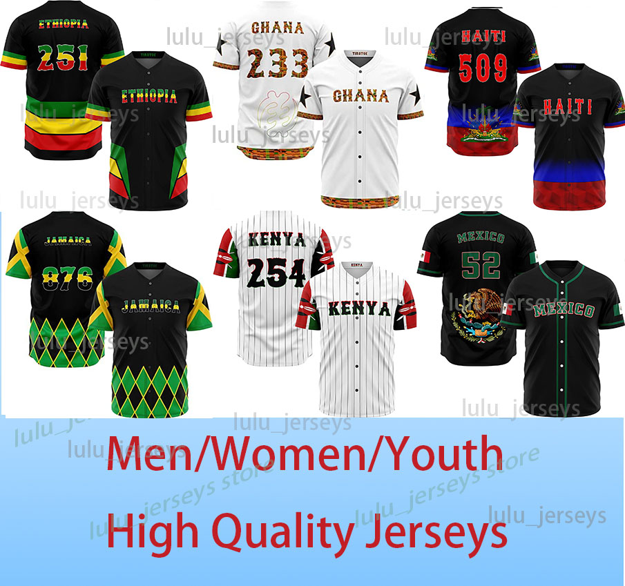 

African Baseball Customized Jersey Negroland Personalized Baseball Big Size Uniforms Fit Big & Tall for Kids and Adult, Color 5