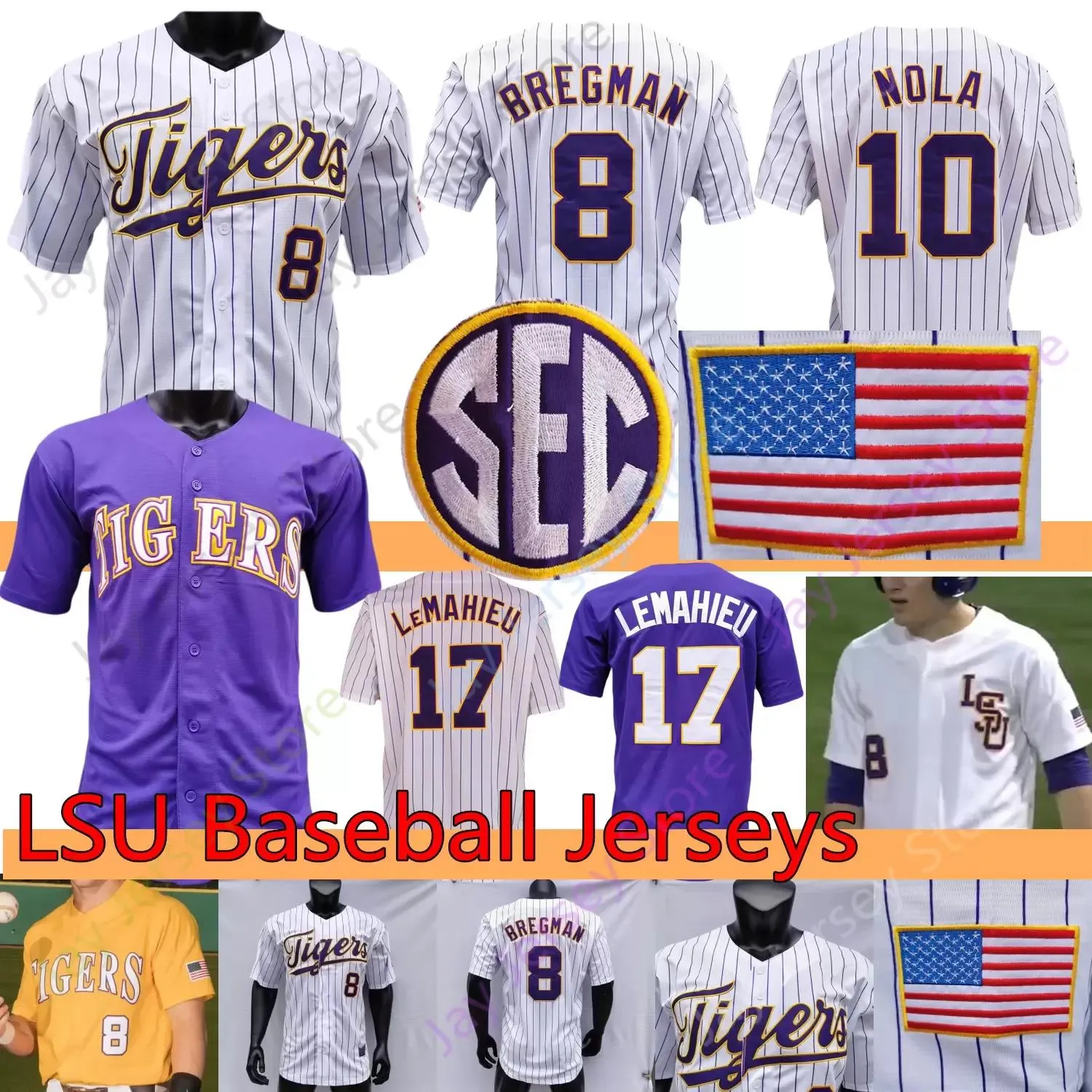 

CUSTOM baseball Custom LSU Baseball Jersey College NCAA Dylan Crews Giovanni DiGiacomo Daniel Cabrera DJ LeMahieu Aaron Nola Alex Bregman Ga, White