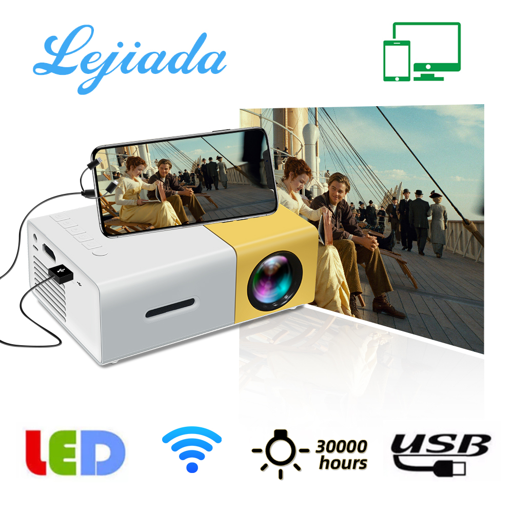 

LEJIADA YG300 Pro Mini Projector With Cable To Connect Mobile Phones On The Same Screen 1080P HD Portable Media Video Player