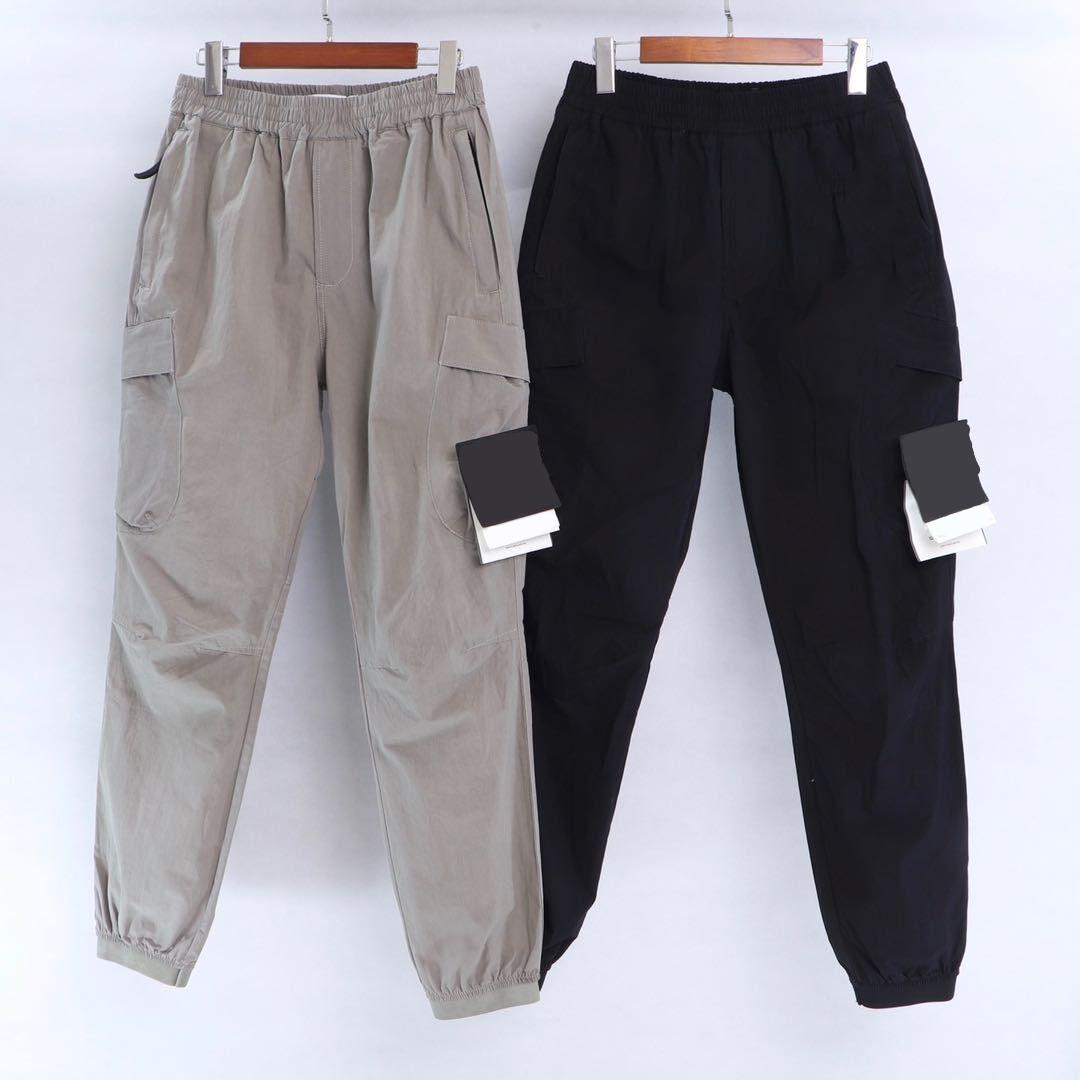 

Solid color pants konng gonng Multi big Pocket overalls trousers Spring and summer new fashion brand retro men's jogging Leggings mens Stones Island, Black