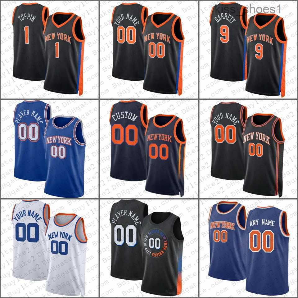 

Obi Toppin RJ Barrett Jalen Brunson Custom Basketball Jersey Julius Randle New Yorks Evan Fournier Knick Derrick Rose Cameron Reddish, Mens