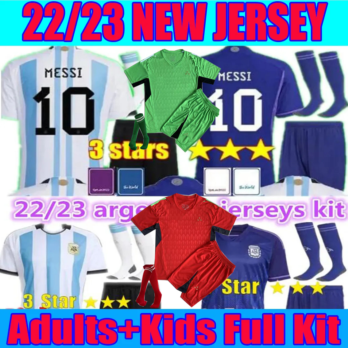 

adult kids kit 22 23 Argentina soccer Jerseys 2022 2023 J. Correa football shirt DYBALA AGUERO LO CELSO MARTINEZ TAGLIAFICO Goalkeeper L. MARTINEZ Camiseta de futbol, 22 23 away full kit