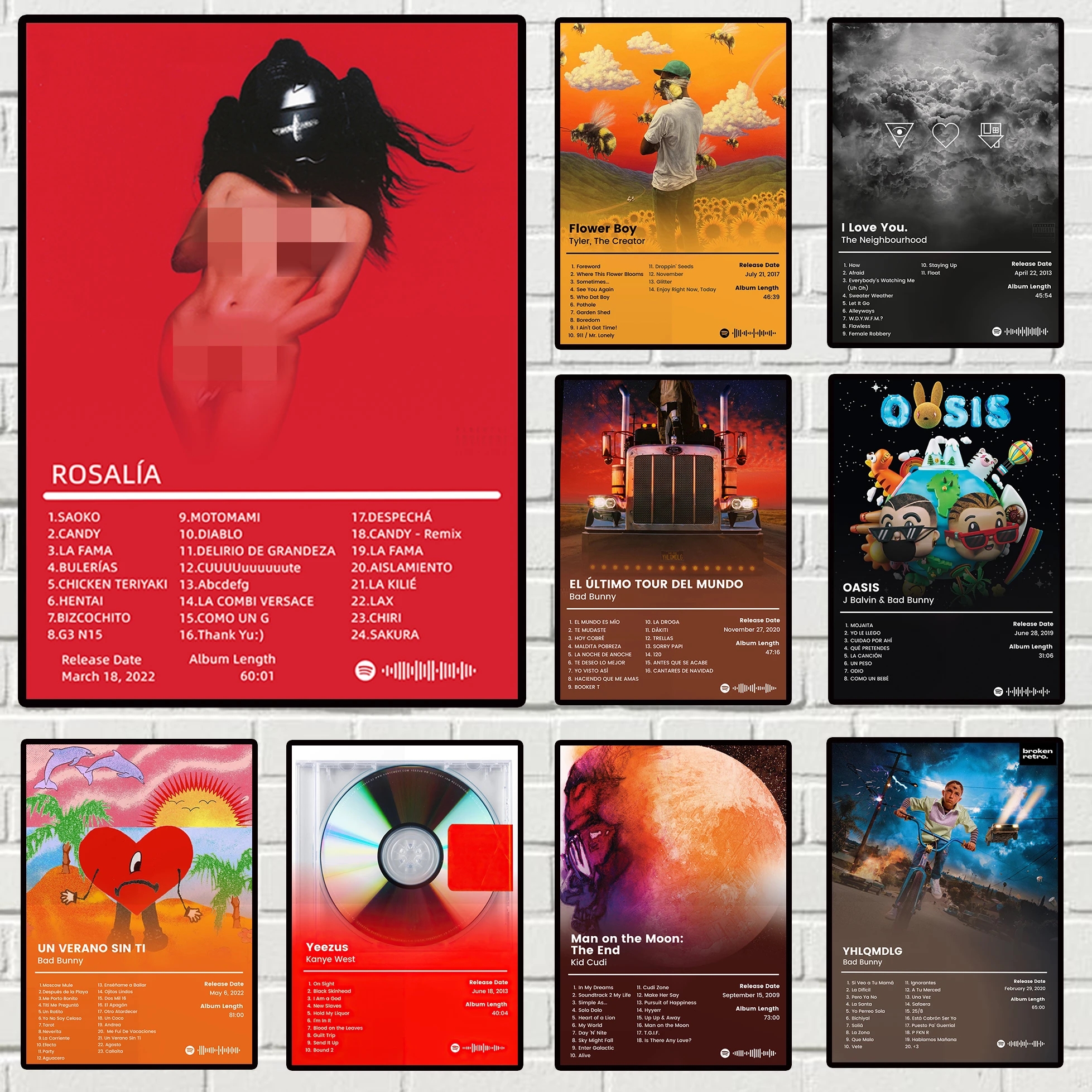 

Hit music album tin posters MOTOMAMI bad bunny tyler metal tin sign 2022 modern home decor tin Painting hip hop rap rocker aesthetic tin posters part1 Size 30X20cm w02