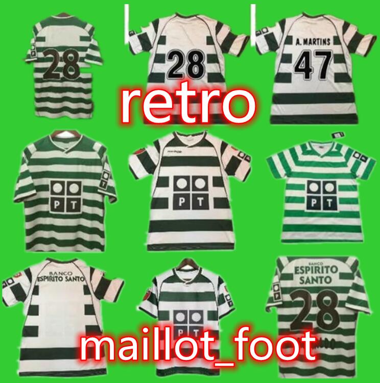 

#28 C RONALDO Sporting Lisbon retro 2001 2002 soccer jerseys 01 02 Vintage Maillot QUARESMA Camisa de futebol M NICULAE football s278l, 03-04