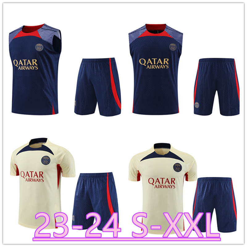 

PSGS tracksuit vest 22 23 24 Paris Sportswear men training suit Short sleeved suit Football soccer Jersey kit uniform chandal adult sweatshirt Sweater, White