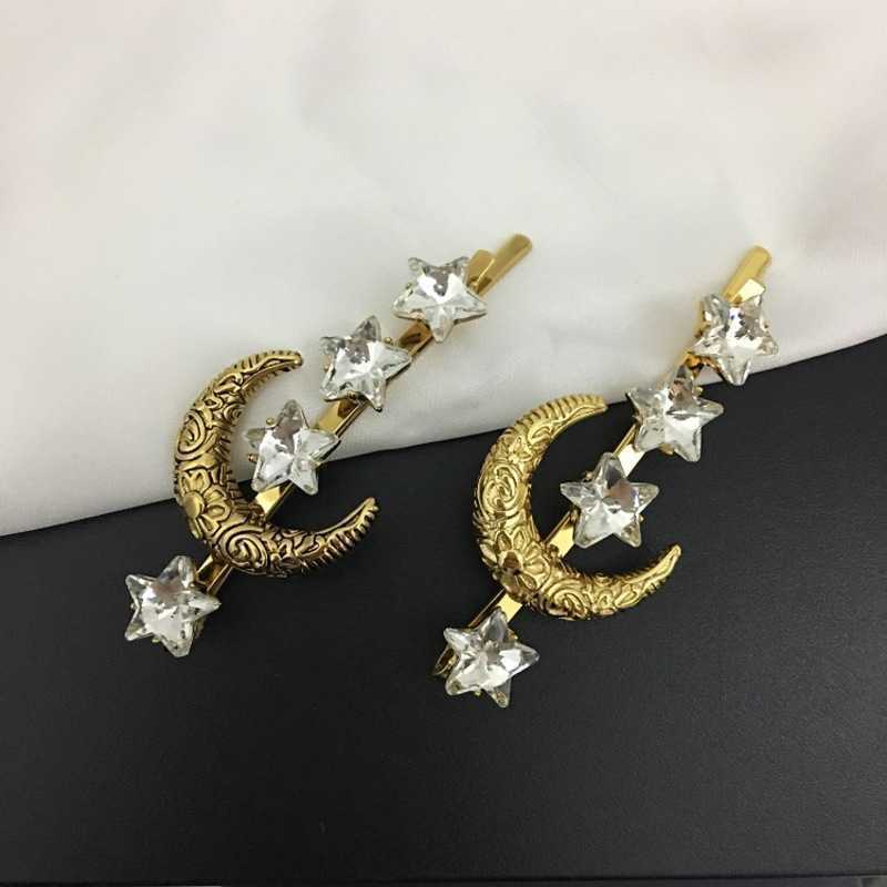 

Vintage crystal stars moon hair clip moon stars a word side clip hair accessories