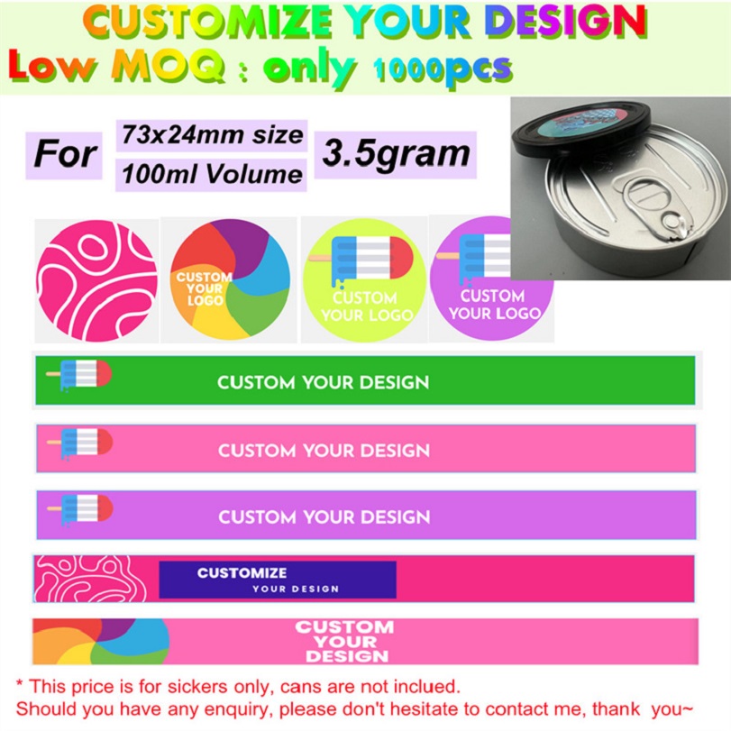 

Custom Packaging Paper Sticker for press sealing tin cans custom jars preroll tube stickers logo low MOQ 1000pcs Wholesale