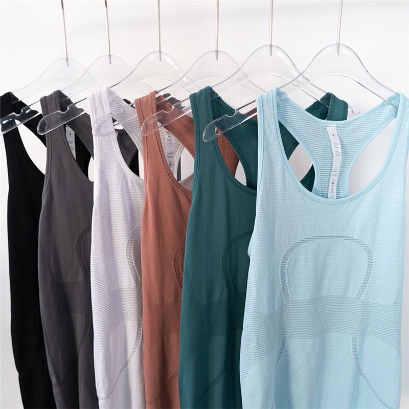 

Lulus Ribbed Slim Fit Gym Fitness Workout Tank Top Women Racerback Sport Training Vest Sleeveless Shirts with Built in Bra 2023ss Leisure trend