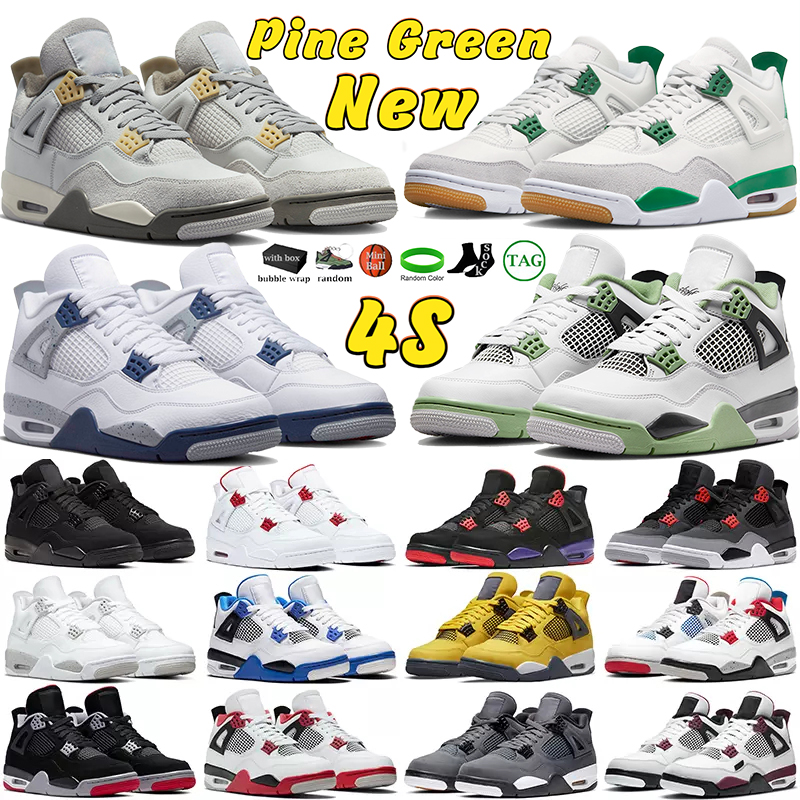 

2023 Mens Womens 4s Basketball Shoes With Box Fashion Trainers Men Sports Shoe PINE GREEN Seafoam A Ma Maniere Violet Ore SP Taupe Haze Laser Black Gum Women Sneakers, Color1