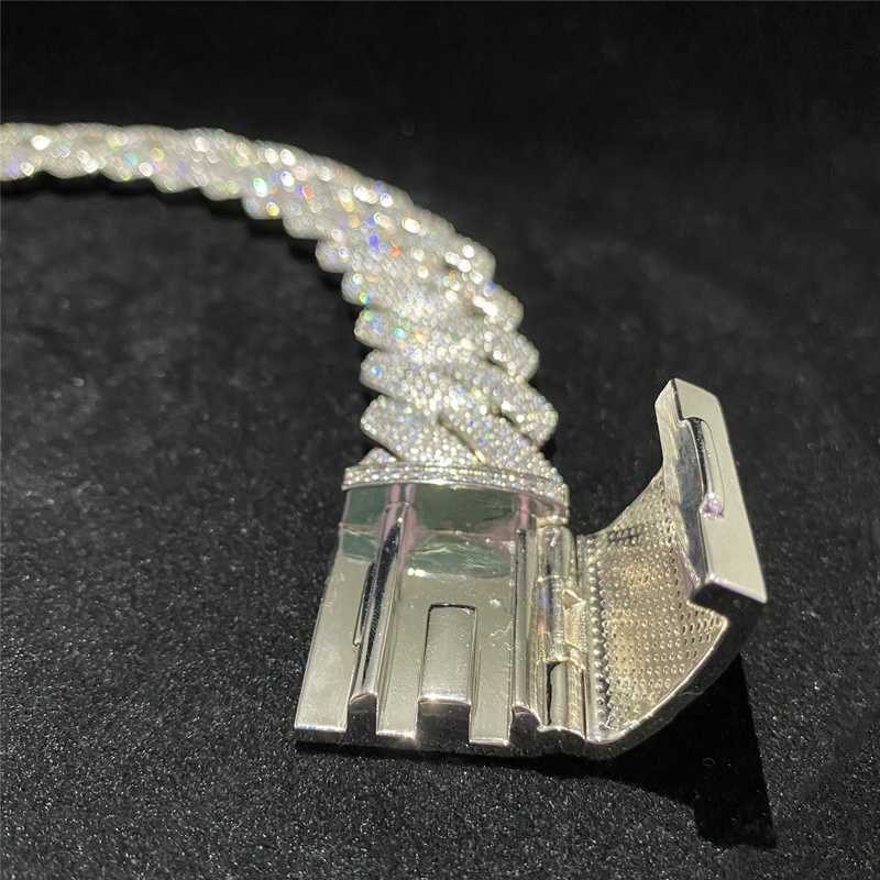 Solid Silver 26mm Width Big Guy Cuban Bracelet Vvs Moissanite Diamond Cuban Chain d Color Full Iced Out Cuban Link Chain