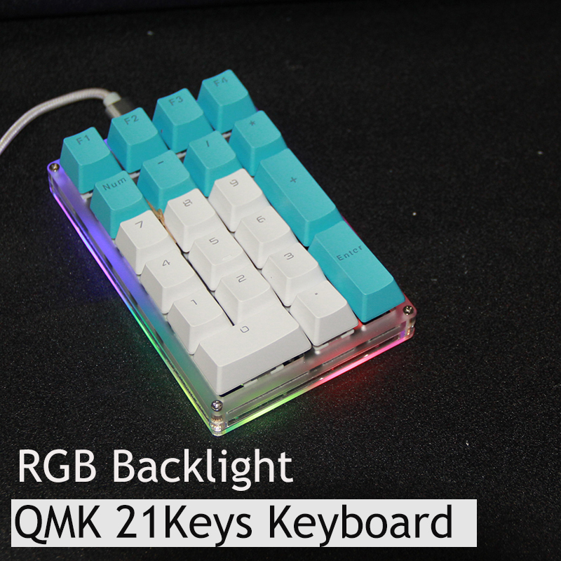 QMK Keyboard Programming Macro Function Keypad Macropad 21Keys With RGB Backlight Numpad Programmable mini Mechanical keyboards-image-850145848