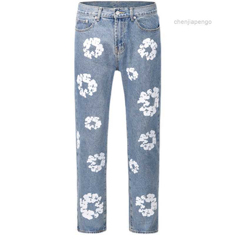 

Men's Jeans High Street Denim Tears Style Kapok Washed Straight Fashion Vintage LPBZ, White