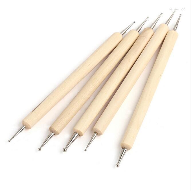 

Nail Art Kits 5 X 2 Ways Dotting Tools Wood Pen Painting Tool Dot Set Care