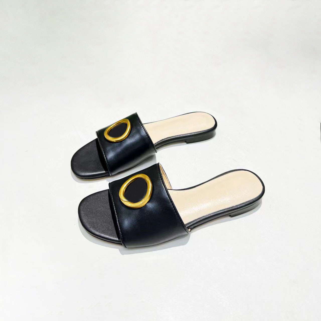 

Slippers Luxury Summer Platform SlideThick Bottom Size 35-41 With Box, Black