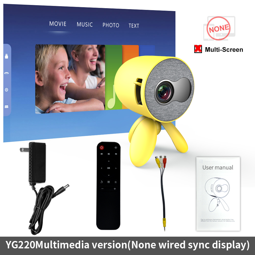 

LEJIADA YG220 Mini Projector Portable Support Playing 1080P Multimedia Video Home Player Children's Gift