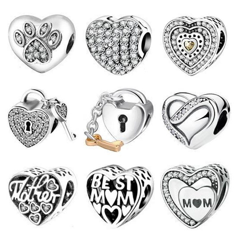 

Fit Pandora beads 925 silver charm women jewelry European and American Creative Charm Heart Charm