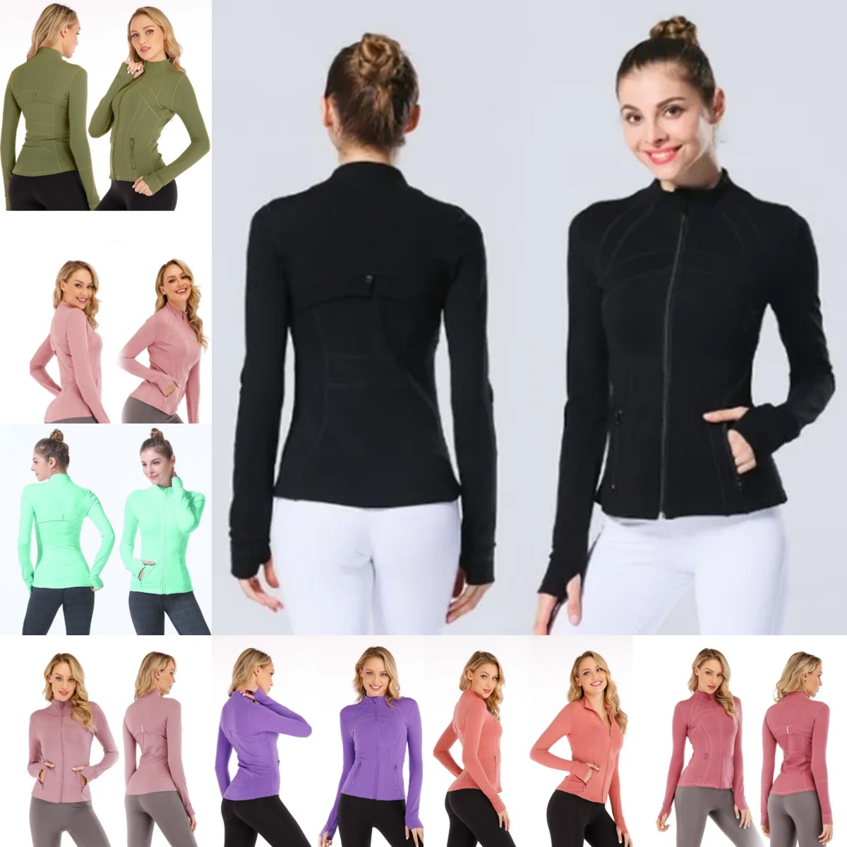 

Yoga Sweatshirts Tops Women Yoga Clothes Top Slim Running Fitness Zipper Stand Collar Fit Long Sleeve Sports Training Quick Dry Jacket top, Beige