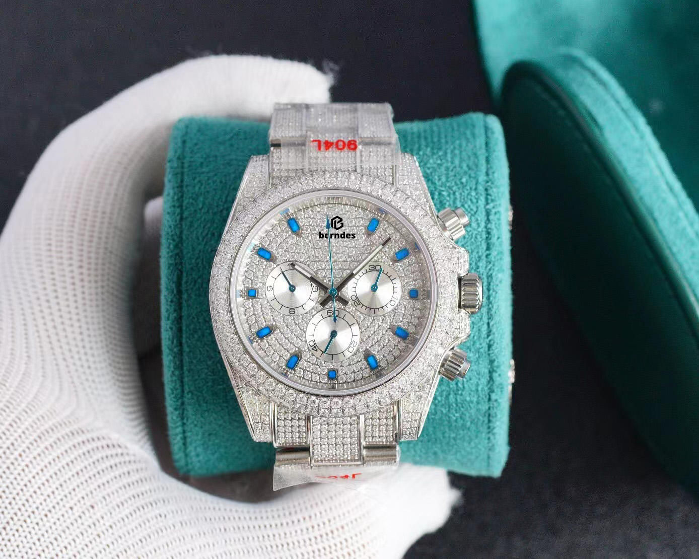 

Men's diamond watch multi-function automatic mechanical sky star Swarovski sapphire mirror upgrade watch, Colour 7 box