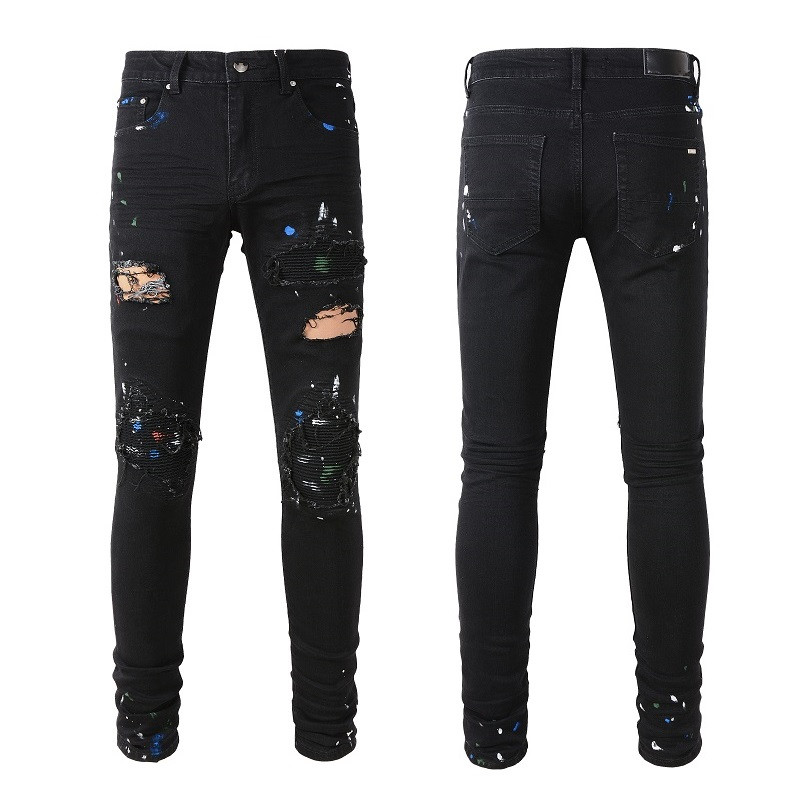 

Designer Jeans Mens Skinny Black Denim Ripped Blue Man Rip Straight Leg Zipper Fly Hole Fashion Long Hip Hop Pants Grey Biker Distress Streetwear 20ss YCA8, 886