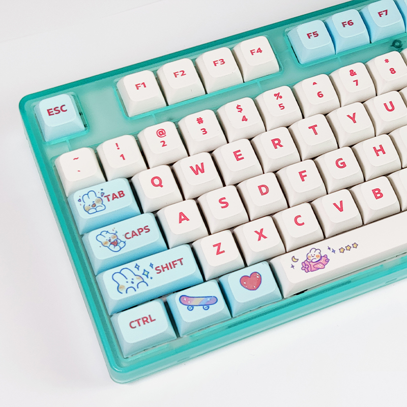 Steam Rabbit Cute Key Cap DIY Custom PBT SYE-SUB XDA Profile Keycap for MX Switches Mechanical Keyboard Gaming 129 Key Cap-image-850145568