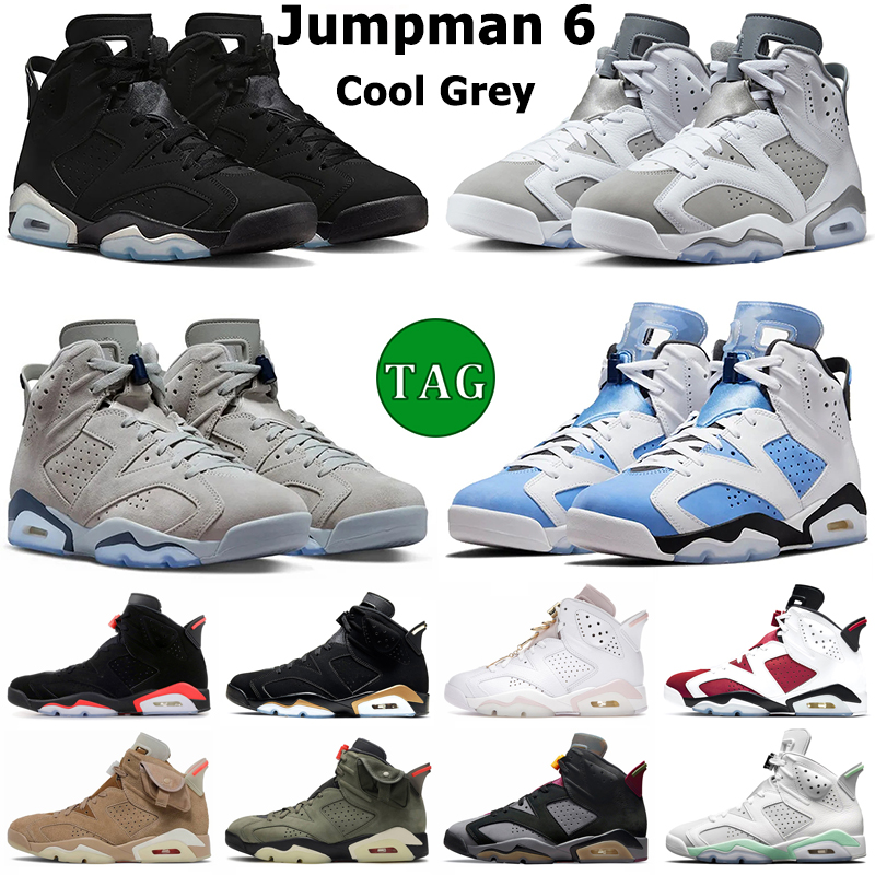 

jumpman 6 men basketball shoes Cool Grey UNC White Black Infrared Carmine Midnight Navy mens trainers sports sneakers, 13