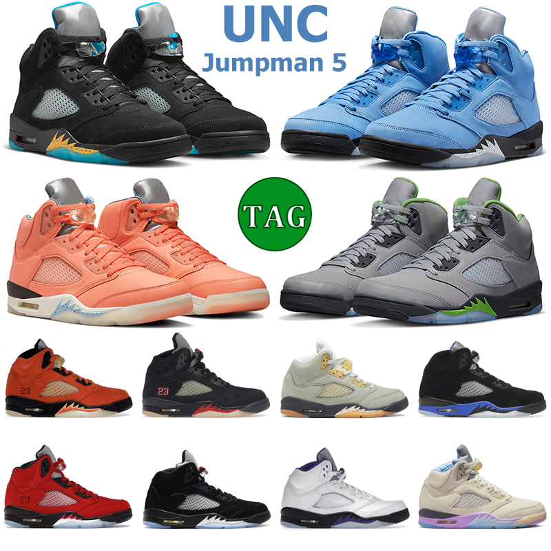 

jumpman 5 men basketball shoes UNC University Racer Blue Crimson Bliss Green Bean Raging Bull Dark Concord Sail mens trainers sports sneakers