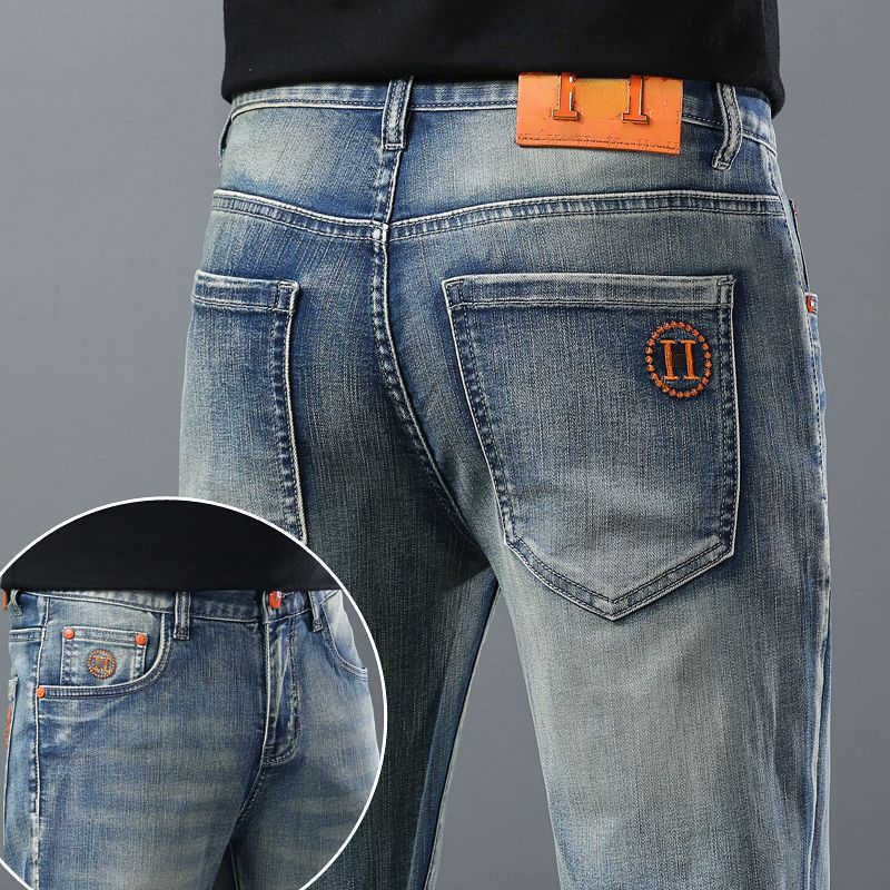 

Men's Jeans Designer Straight Pants burb embroidery Casual Trousers Washed Fashion Jeans Zipper Access Control denims Fashion Cropped pants Sweatpants plus size 38, Light luxury trousers
