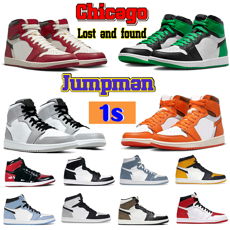 

Jumpman 1 High OG 1s Mens Basketball Shoes Lost Found Gorge Starfish University Blue Light Smoke Grey Dark Mocha Black White Lucky Green, 44 rust pink