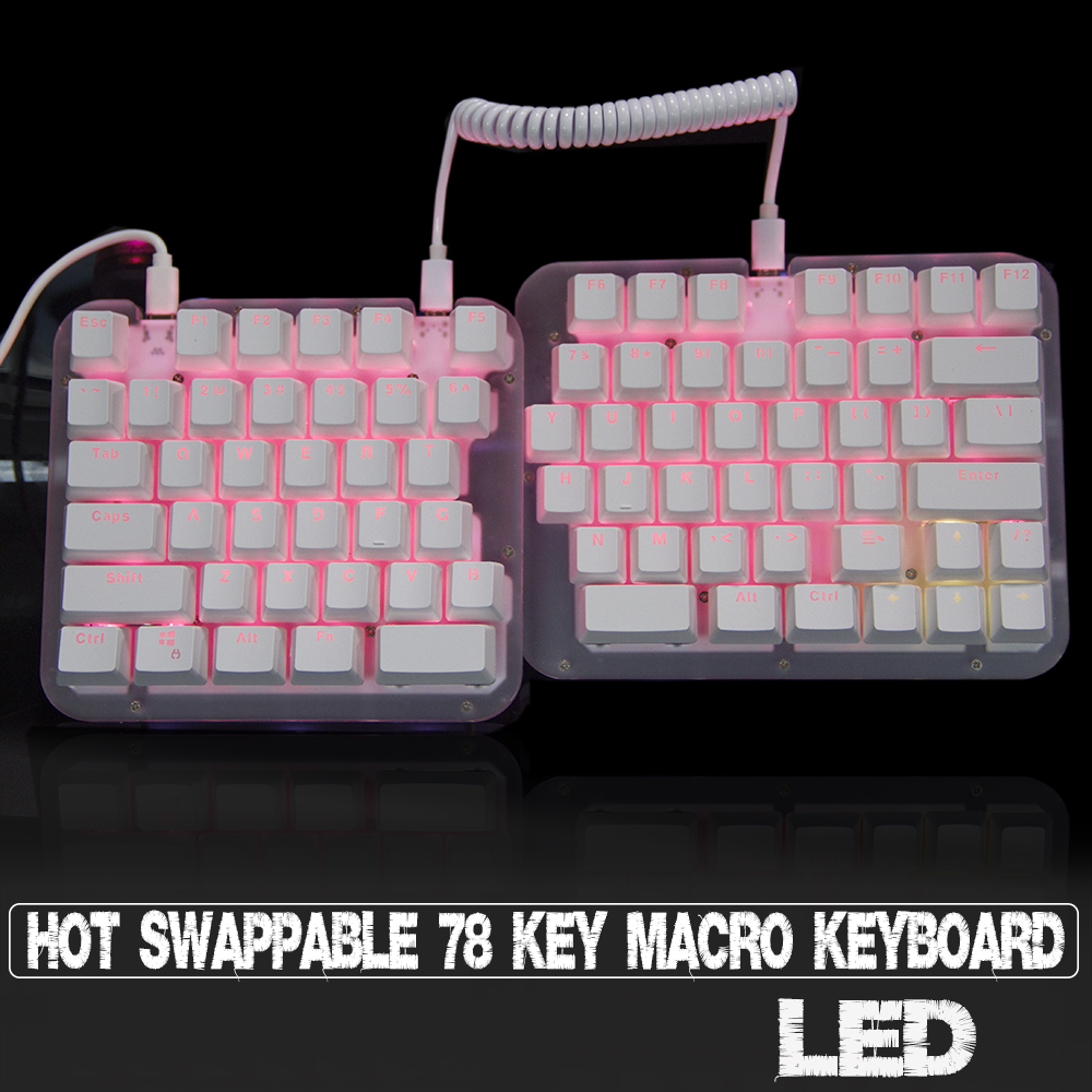 Macropad 78 Key Programmable Keyboard Gateron switches keycap full size LED Transparent Split Mechanical Keyboard with software-image-850146129