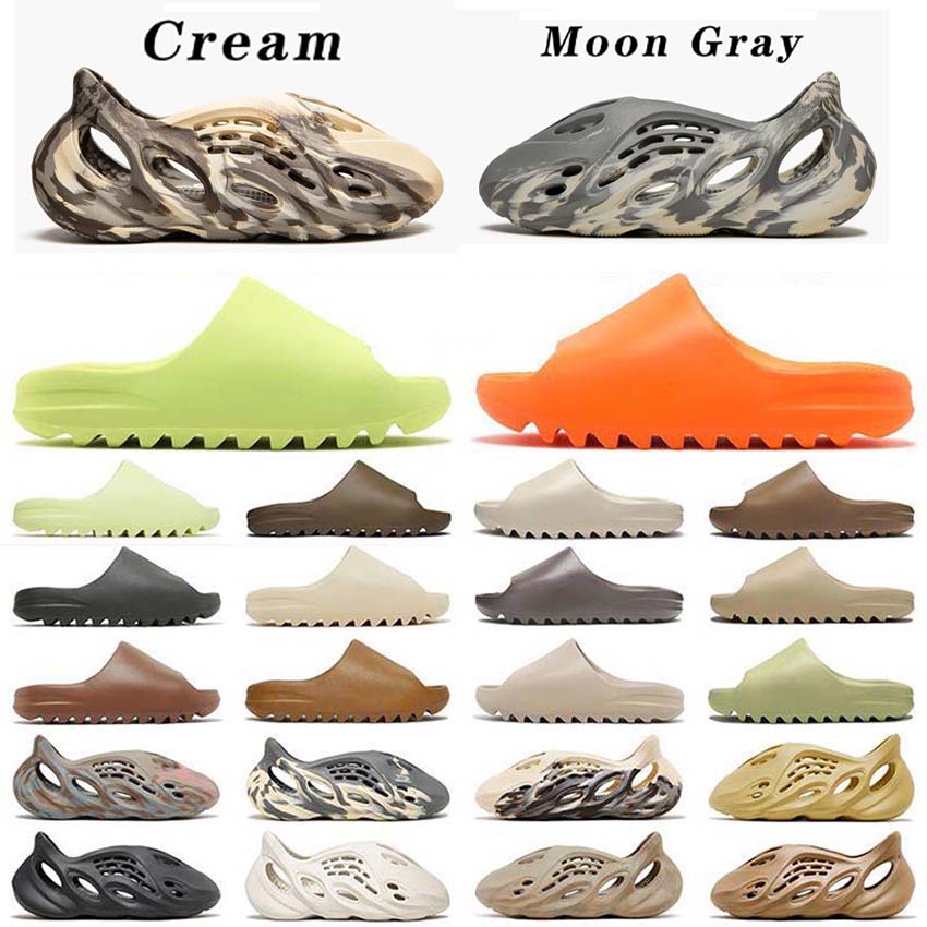 

yeezys yeezy slide Slippers foam runner Designer slipper men women YEEZIES Sandals Shipped Triple Black White Resin pattern slippers mens, #16
