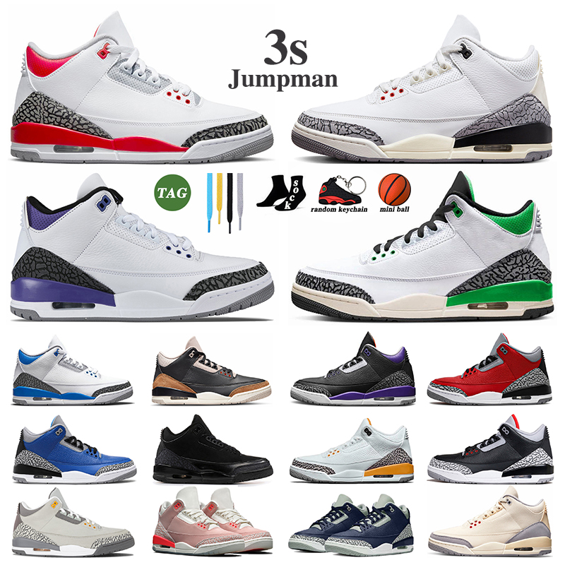 

3s women men basketball shoes White Cement 3 Fire Red Rust pink Dark Iris Archaeo Brown Racer Blue Laser Orange Green Cardinal Cool Grey, Triple white