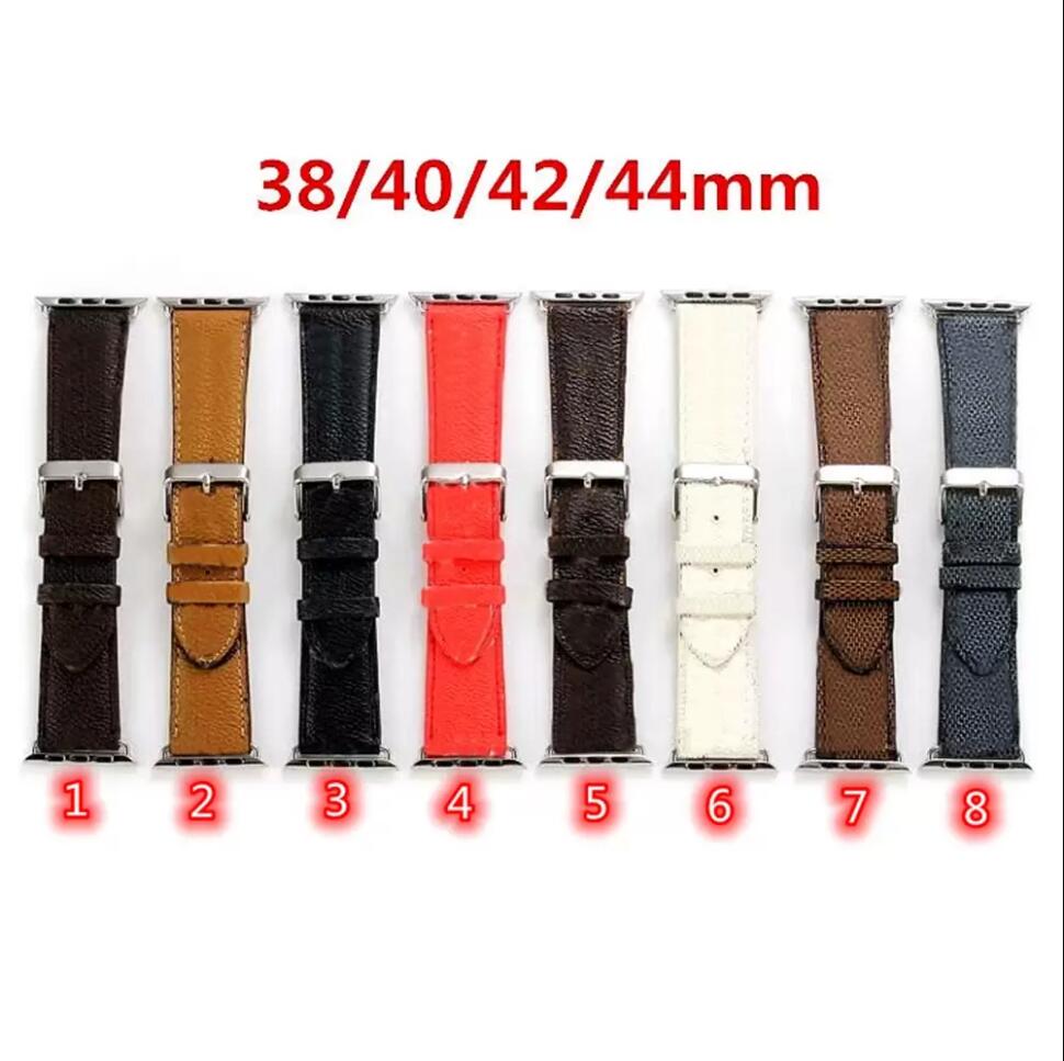 

Designer Watch Band Watchbands Strap For iwatch 7 2 3 4 5 6 38mm 44mm 41mm 45mm Bands design pattern Leather Belt Bracelet Wristband Stripes Watchband Luxury straps