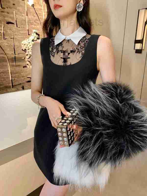 

Casual Dresses designer New lapel lace frilled letter decoration sleeveless vest dress new products in spring summer LHUS, Black