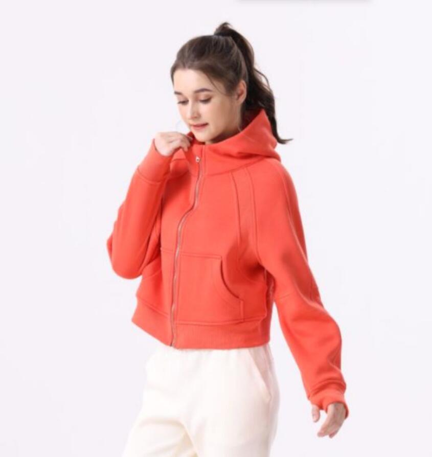 

LU-67 Scuba Hoodies Full Zipper Outdoor Leisure Sweater Gym Clothes Women Tops Workout Fitness Loose Thick Yoga Jackets Exercise Running, Grey white