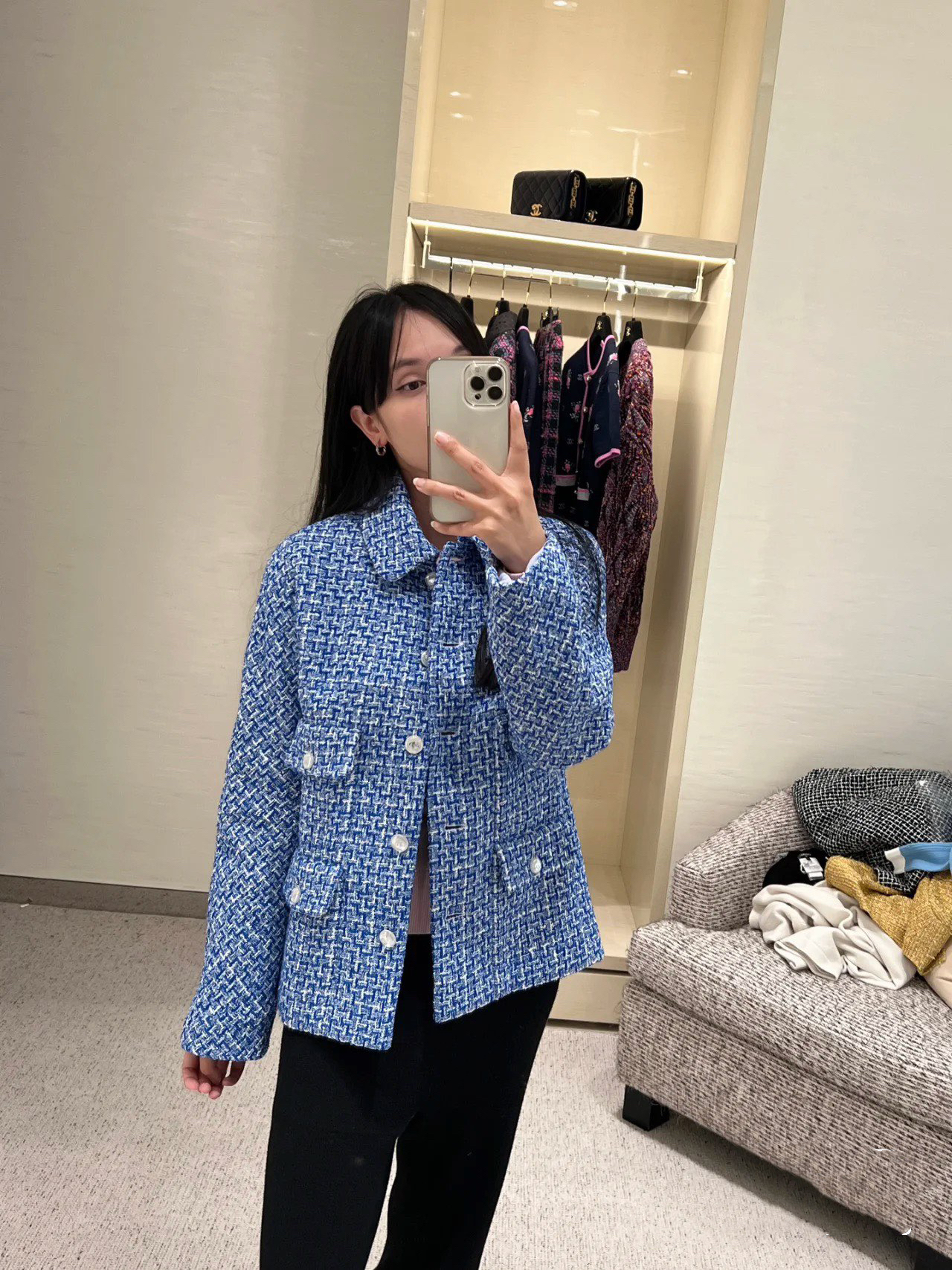

Womens Jacket Brand Designer Long Sleeved Plaid Casual Fashion Versatile Cotton Breathable Maximum Size, Gift box