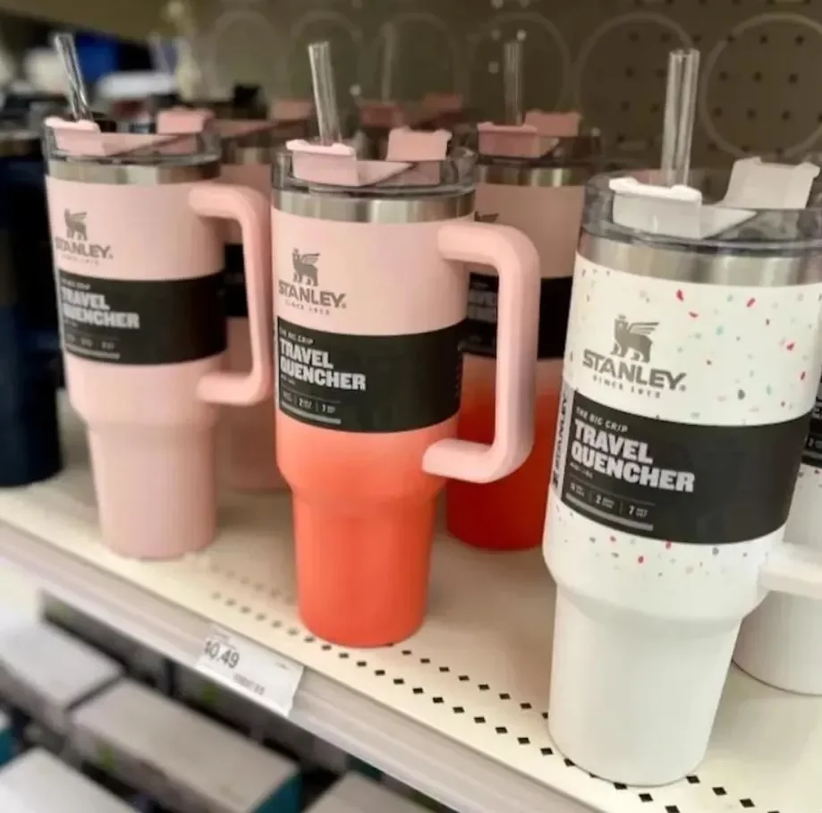 

With Logo Stanley 40oz Mug Tumbler With Handle Insulated Tumblers Lids Straw Stainless Steel Coffee Termos Car Cup, White