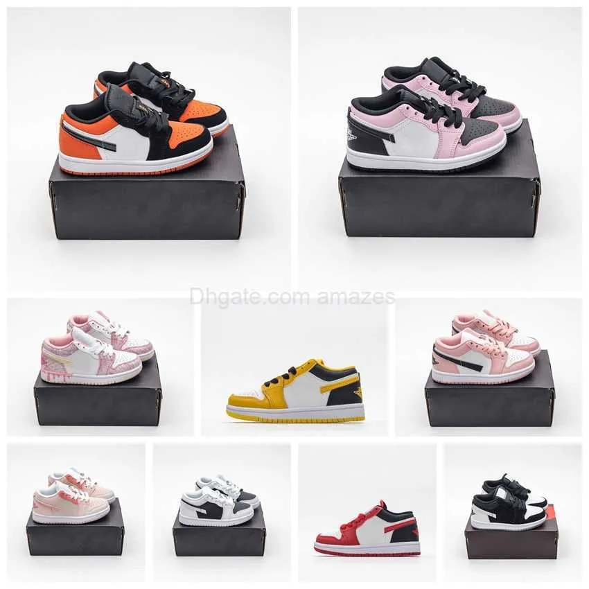

2023 New Low Shattered 1 Backboard (GS) Kids Sports Shoes 1s Black White Starfish Girls Boys Children Students Sneakers 553560-128 US Size 8, 008