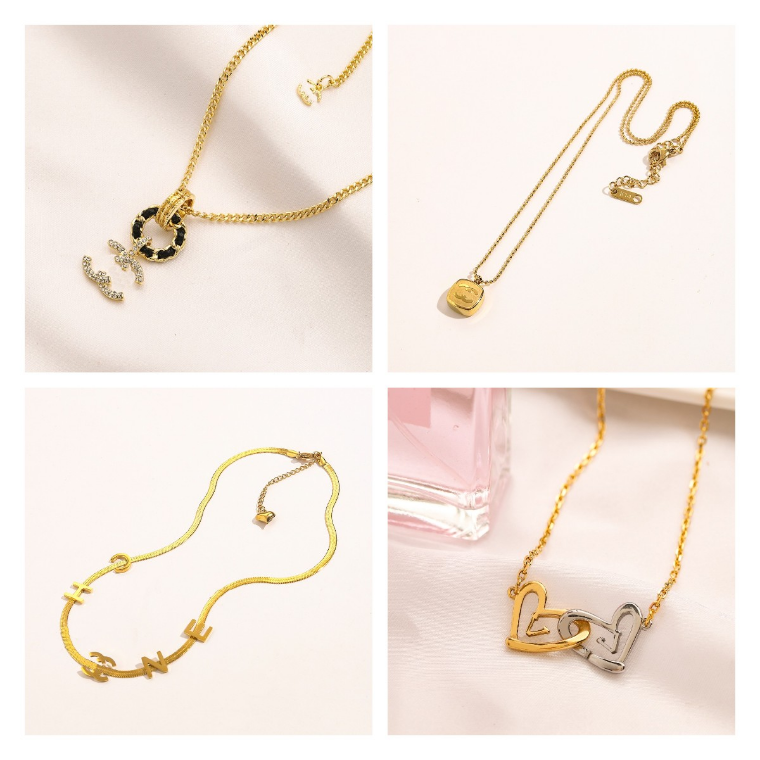 

18k Gold Plated Luxury Designers Necklaces Clover Love Diamond Pearl Letter Fashion 925 Sliver Women Crystal Necklaces Wedding Party Jewerlry Gift