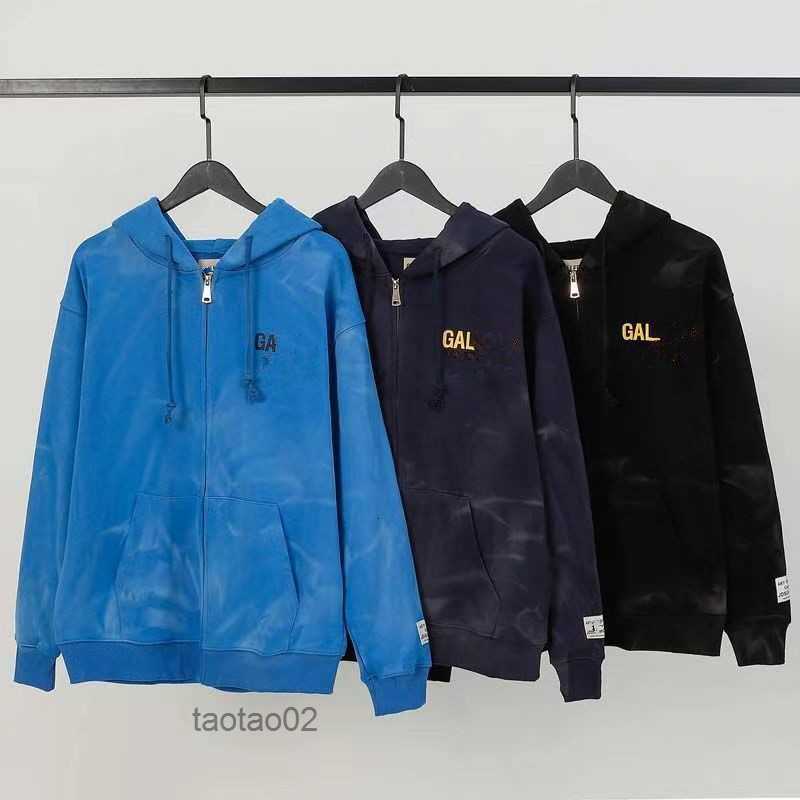 

Men' Hoodies Sweatshirts High Version American Fashion Galleryes Dept Letter Printed Washing Water Used and Women' Zipper Hooded Cardjj07, Black