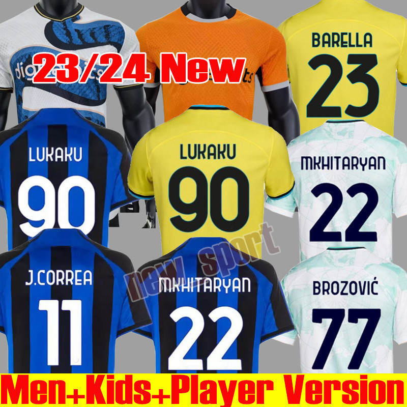 

XXXL 4XL 2023 2024 LUKAKU soccer jerseys 115th BARELLA INTERS DZEKO LAUTARO VIDAL J. CORREA 22 23 uniforms CALHANOGLU GAGLIARDINI Men kit Yellow 3rd football shirt, 22 23 home