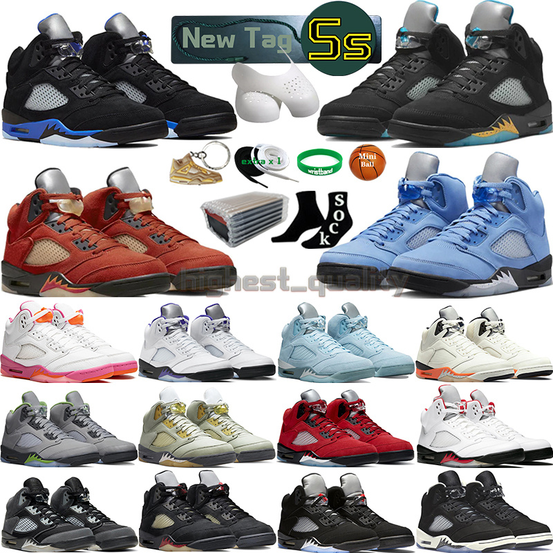 

5 Basketball Shoes for men women 5s Craft Aqua Concord UNC Green Bean Racer Blue Bird Oreo Metallic Raging Fire Red We The Best Shattered Backboard Mens Sports Sneakers, Color-45
