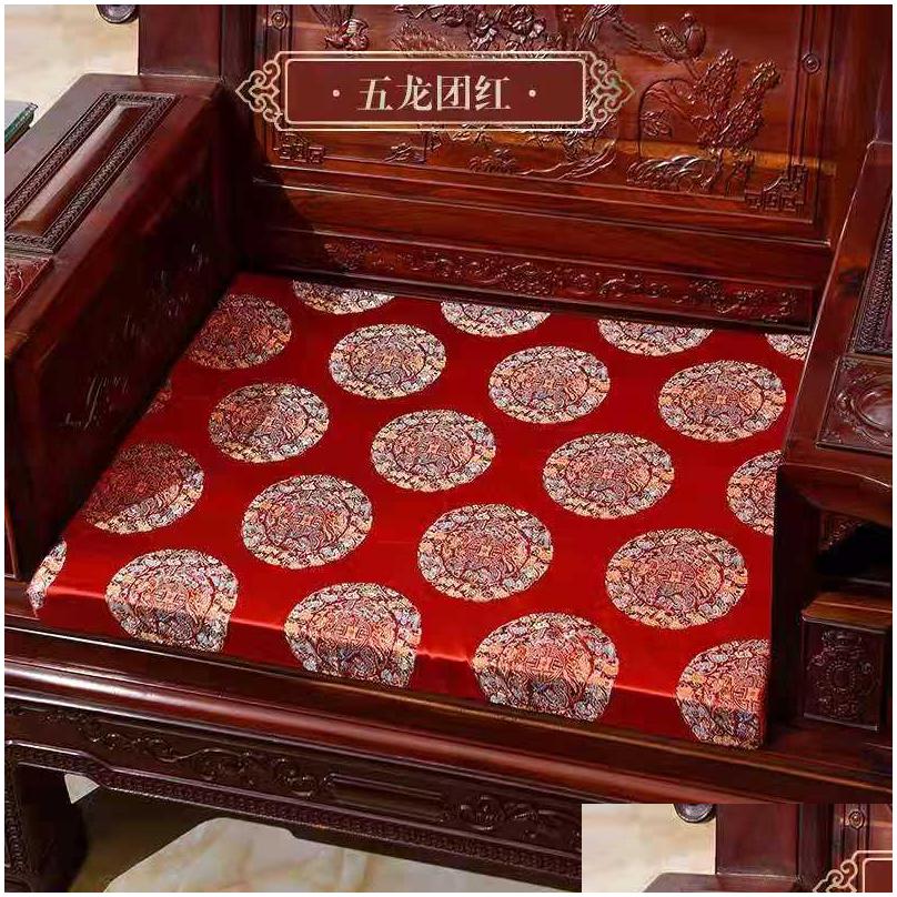 custom chinese new year silk brocade comfort seat cushion armchair sofa kitchen dining chair pad with zipper sponge antislip ethnic sit