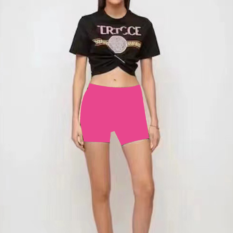 

2023 Summer Casual Women's Tshirt Designer Clothes Women T Shirt Short Sleeve Cotton Solid Color Round Neck Letter Print Crop Top Tee Female Casual Loose Streetwear S, 14