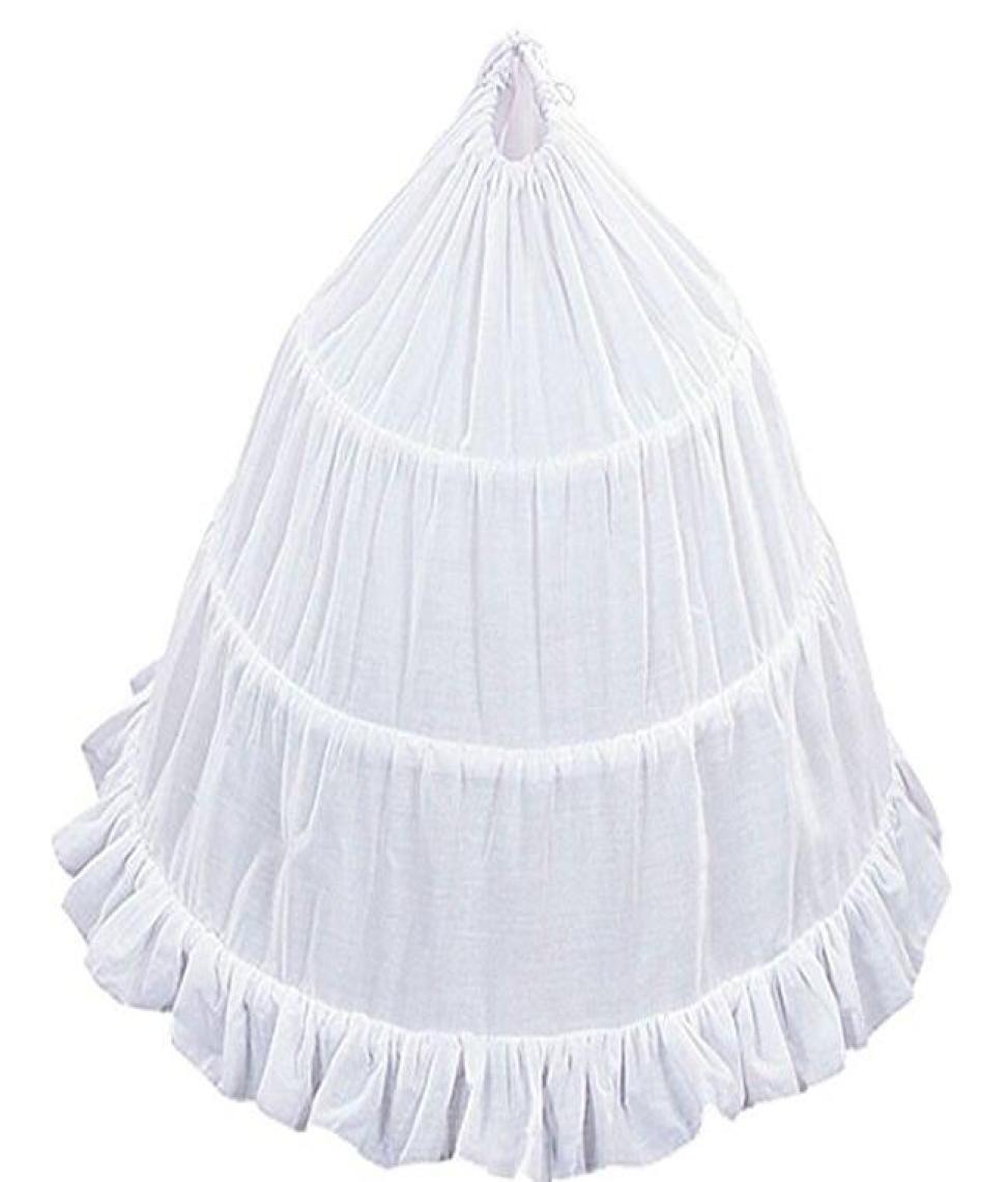 

3 Hoop Flower Girl Crinoline Skirt with Ruffle Edge Stock Dance Party Skirt Outwear Skirt Tutu White Crinoline Petticoat for Girls2951236