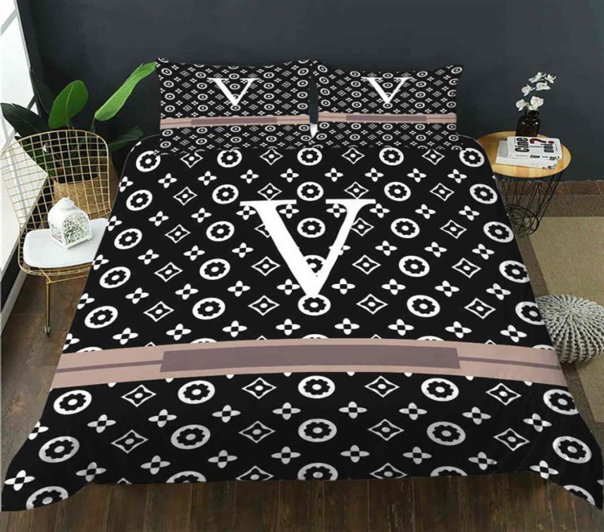 

Fashion  Size Designer Bedding Set Covers 3 Pcs Letter Printed Silk203M9852211, Bdb18a