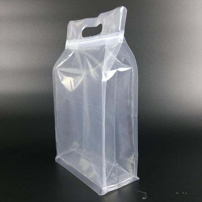 29*18+8cm highly transparent zipper seal standing packaging bag with handle holder plastic zip lock packing bags pouches