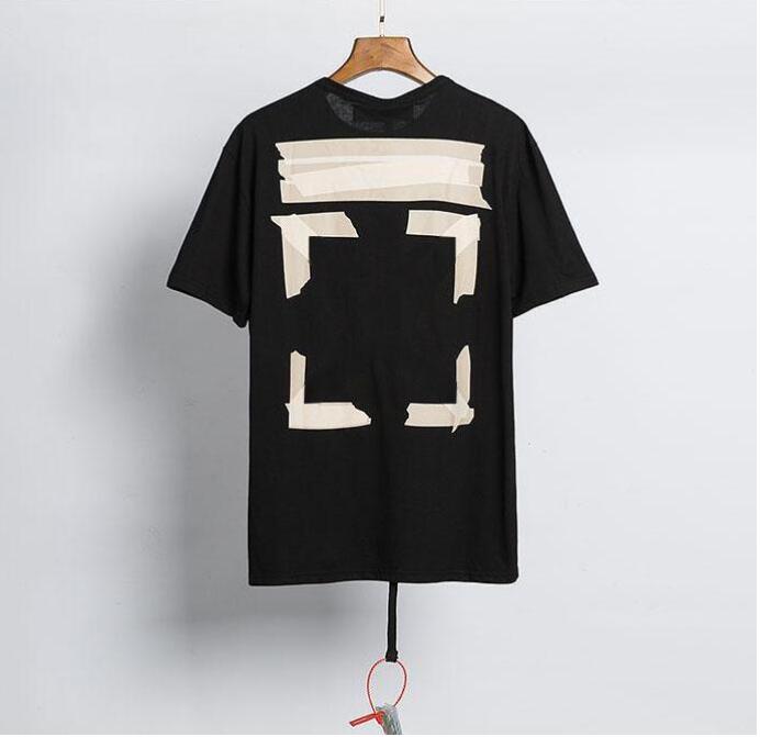 

Off Floral Back Printed Short Sleeve T-shirt Ow Fashion European Loose Men's and Women's Matching Bottom, 23